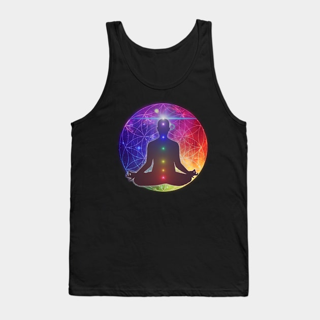 Colorful Cosmic Flower of Life Chakra Meditation Tank Top by Bluepress